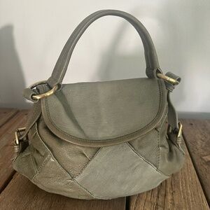 Free People Cut n Paste Los Angleles Olive Green Patchwork Leather Bag